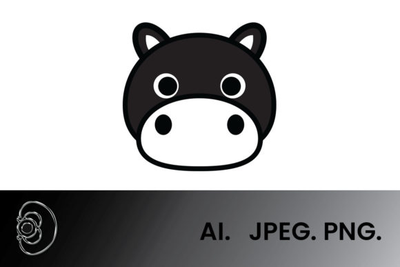 Download Black and White Cute Hippo Illustration - Cute Collection