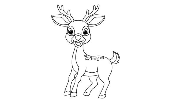 Download Cute Deer Cartoon Vector Coloring Page - Cute Collection
