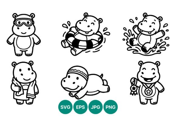 Download Cute Hippo Vector Art - Cute Collection