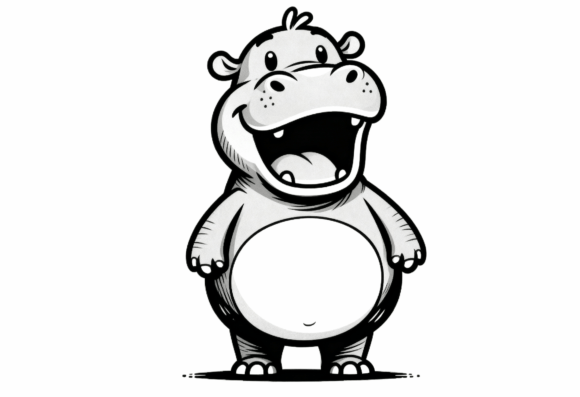 Download Cute Cartoon Hippo Illustration - Cute Collection