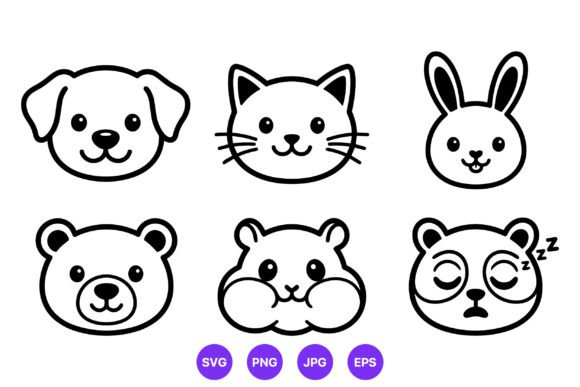 Download Cute Animal Faces Cartoon Vector Design - Cute Collection