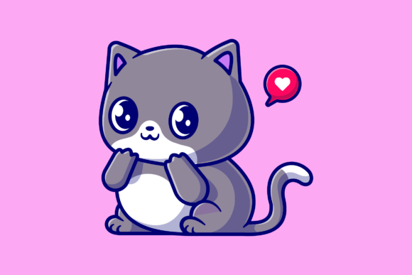 Download Cute Shy Cat Cartoon Illustration - Cute Collection
