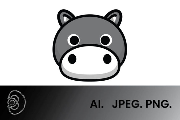 Download Grayscale Cute Hippo Illustration - Cute Collection