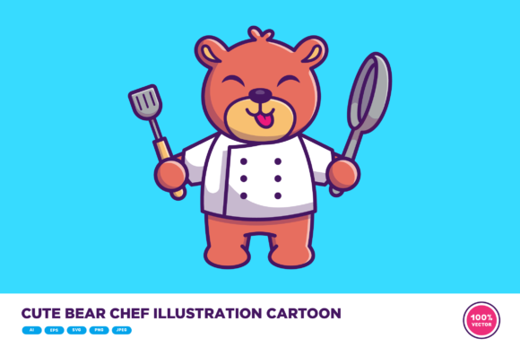 Download Cute Bear Chef Illustration Cartoon - Cute Collection