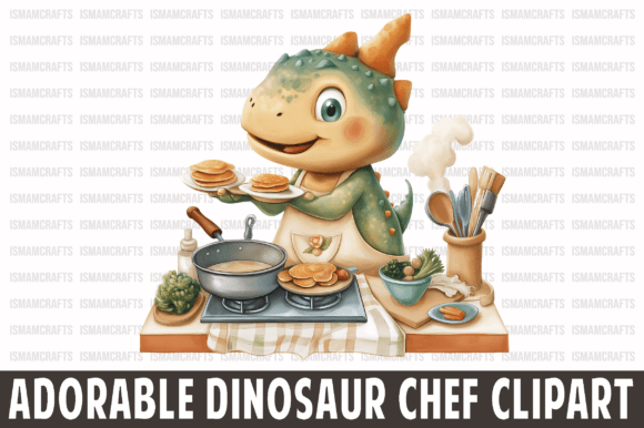 Download Adorable Dinosaur Chef Clipart PNG - Premium Resources