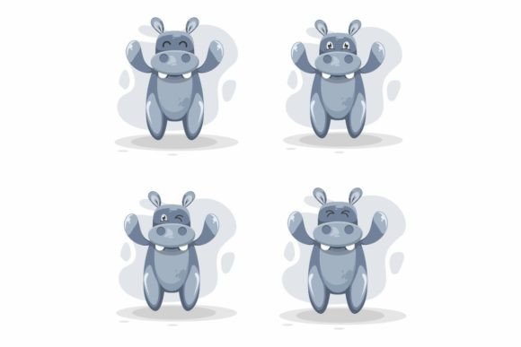 Download Cute Hippo Illustration Logo Design - Cute Collection