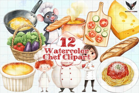 Download Cute Watercolor Chef Clipart PNG - Premium Resources