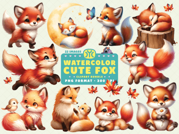 Download Watercolor Cute Fox Clipart - Cute Collection