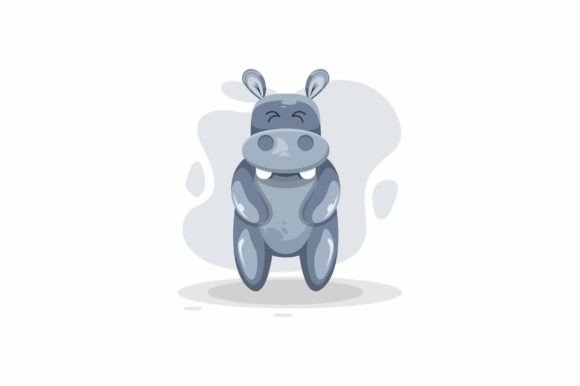 Download Cute Hippo Illustration Logo Design - Cute Collection