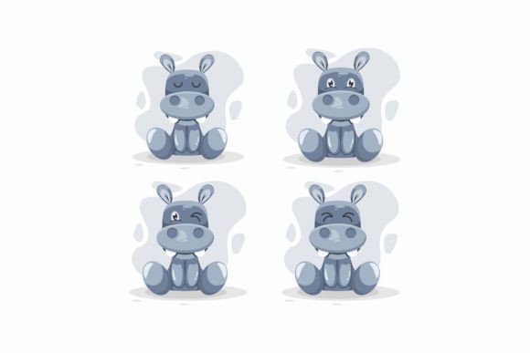 Download Cute Hippo Illustration Logo Design - Cute Collection
