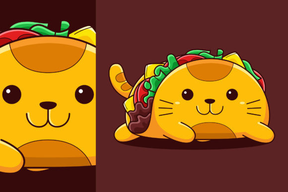 Download Cute Taco Cat Vector Cartoon Style - Cute Collection