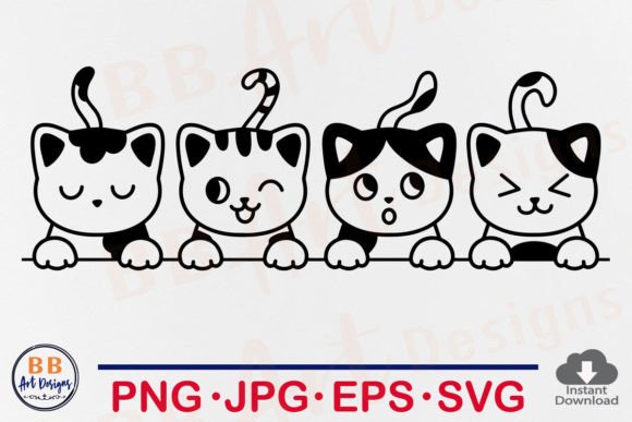 Download Peeking Cat Svg, Cute Cats Line Art PNG - Cute Collection