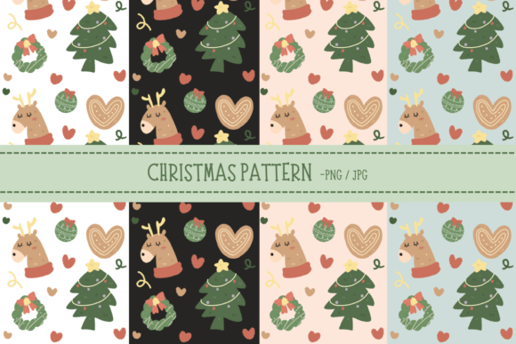 Download Cute Deer Cartoon Christmas Pattern - Cute Collection