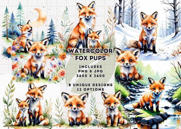Download Watercolor Cute Baby Fox Clipart - Cute Collection