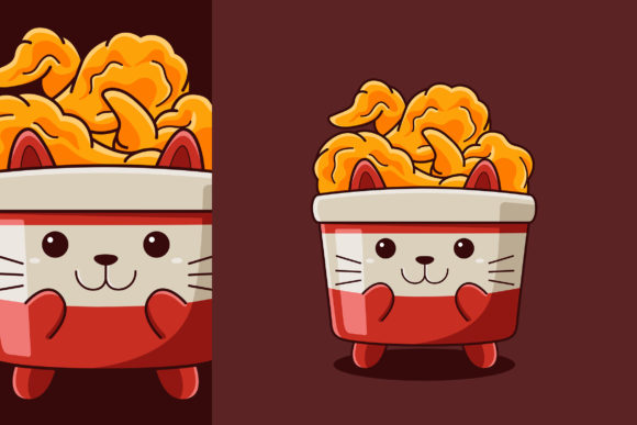 Download Cute Fried Chicken Cat Vector Cartoon - Cute Collection