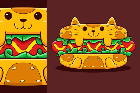 Download Cute Hot Dog Cat Vector Cartoon Style - Cute Collection