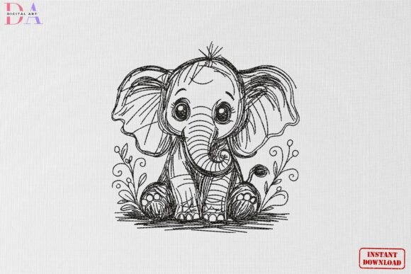 Download Cute Baby Elephant Sketch Animal Art - Cute Collection