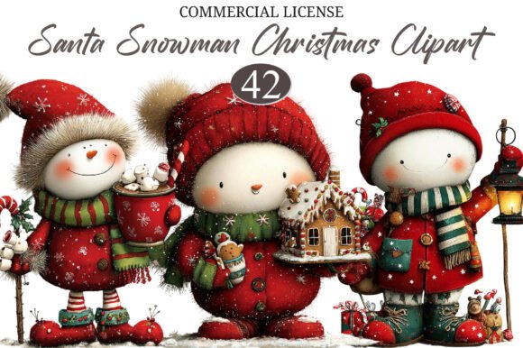 Download Cute Santa Snowman Christmas Clipart - Cute Collection