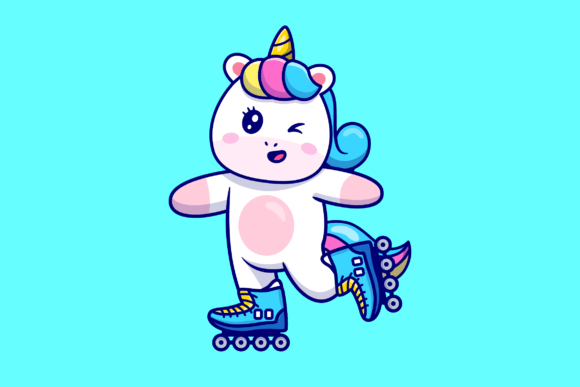 Download Cute Unicorn Playing Roller Skate - Unicorn Collection