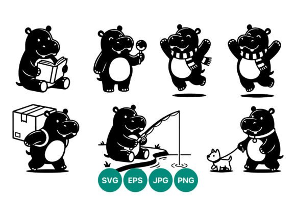 Download Cute Hippo Vector Art Set - Cute Collection