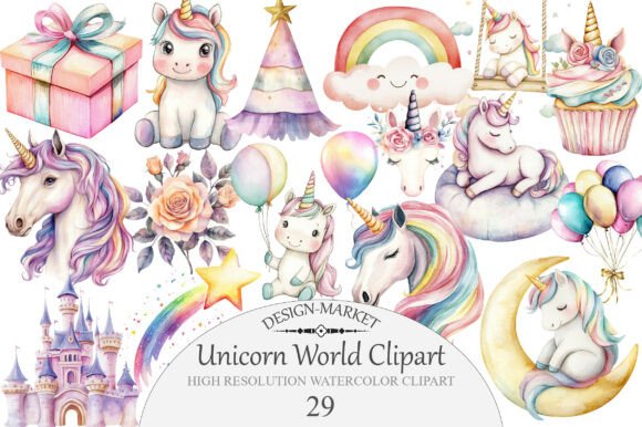 Download Watercolor Unicorn World Clipart - Unicorn Collection
